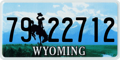 WY license plate 7922712