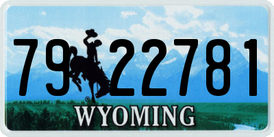 WY license plate 7922781
