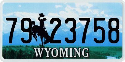WY license plate 7923758