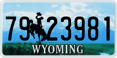 WY license plate 7923981