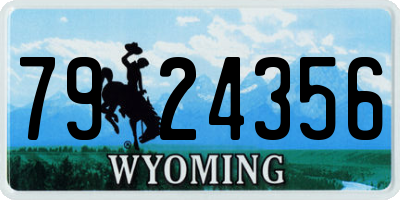 WY license plate 7924356