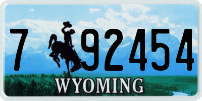 WY license plate 792454