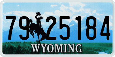 WY license plate 7925184