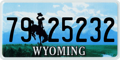 WY license plate 7925232