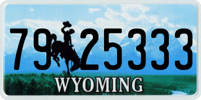 WY license plate 7925333