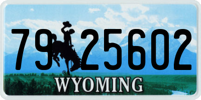 WY license plate 7925602