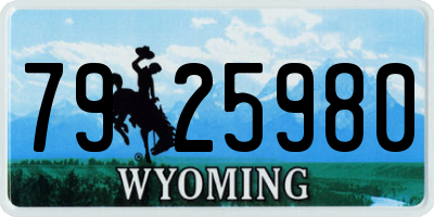 WY license plate 7925980