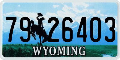 WY license plate 7926403