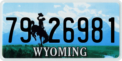 WY license plate 7926981