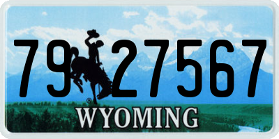 WY license plate 7927567