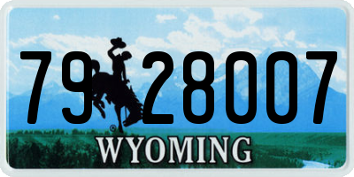 WY license plate 7928007