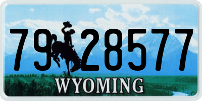 WY license plate 7928577
