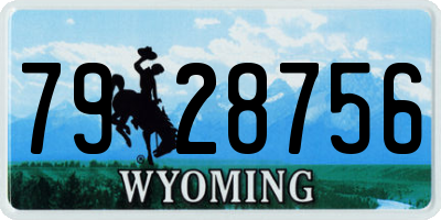 WY license plate 7928756