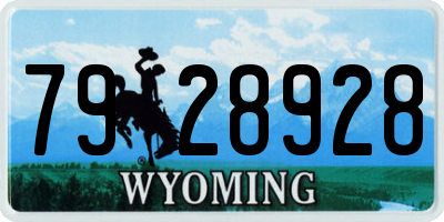 WY license plate 7928928