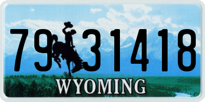 WY license plate 7931418