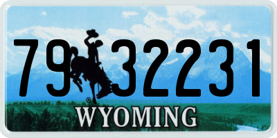 WY license plate 7932231