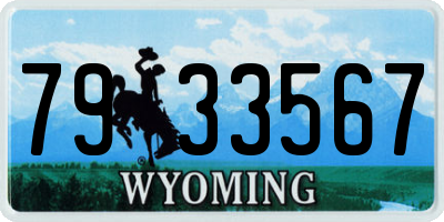 WY license plate 7933567
