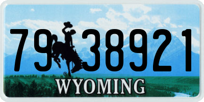 WY license plate 7938921
