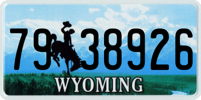 WY license plate 7938926