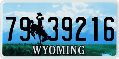WY license plate 7939216