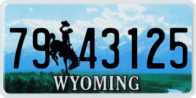 WY license plate 7943125