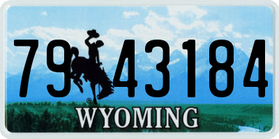 WY license plate 7943184