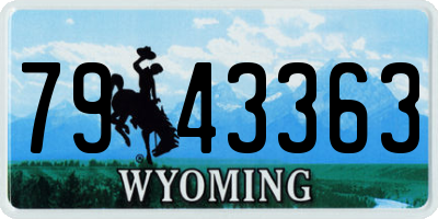 WY license plate 7943363