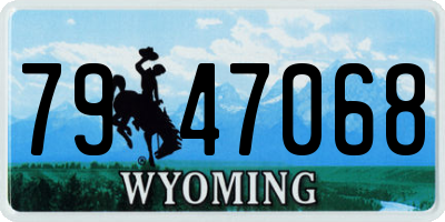 WY license plate 7947068