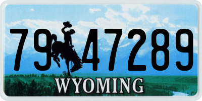 WY license plate 7947289