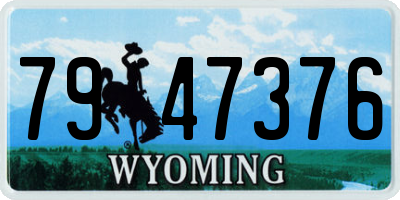 WY license plate 7947376