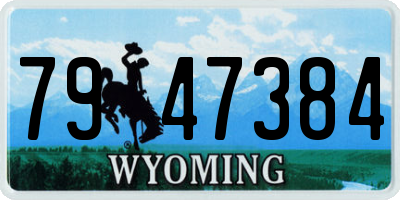 WY license plate 7947384