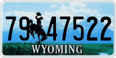WY license plate 7947522