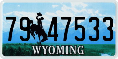 WY license plate 7947533