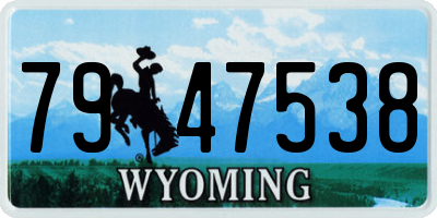 WY license plate 7947538
