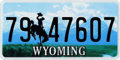 WY license plate 7947607