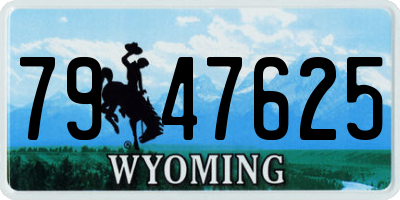 WY license plate 7947625
