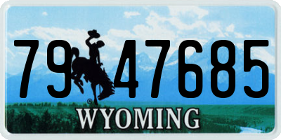 WY license plate 7947685