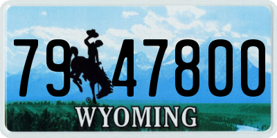 WY license plate 7947800