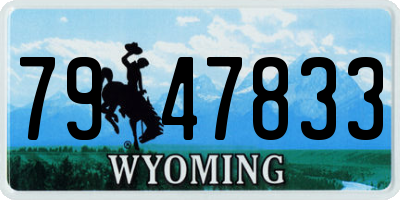 WY license plate 7947833