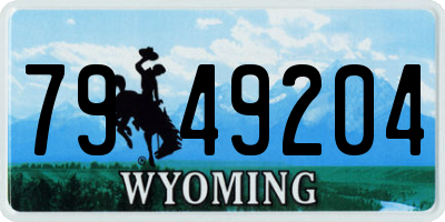 WY license plate 7949204