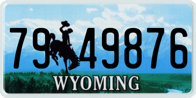 WY license plate 7949876