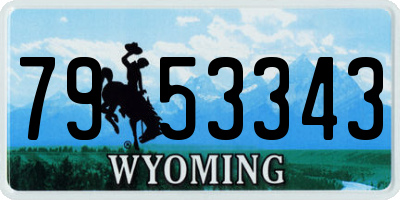 WY license plate 7953343