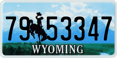 WY license plate 7953347