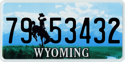 WY license plate 7953432