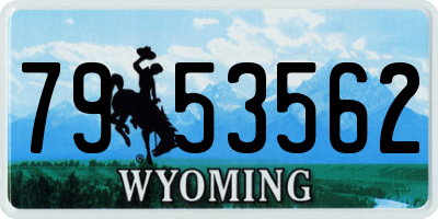 WY license plate 7953562