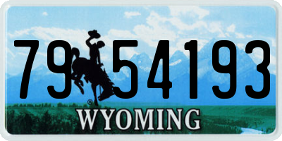 WY license plate 7954193