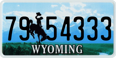 WY license plate 7954333