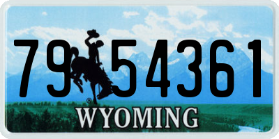 WY license plate 7954361