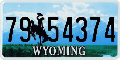 WY license plate 7954374