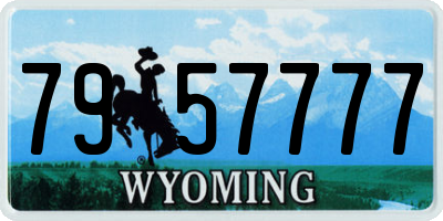 WY license plate 7957777